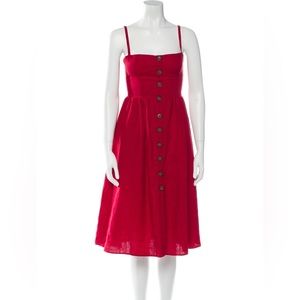 Reformation Red Linen Midi Dress Size 4